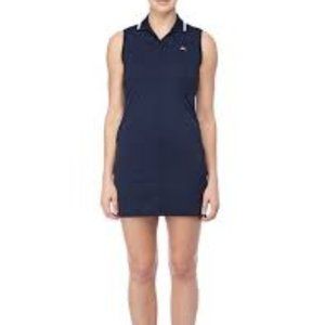 J. LINDEBERG BRIELLA SLIM TX JERSEY NAVY SLEEVELESS COLLARED POPOVER SHIRT DRESS